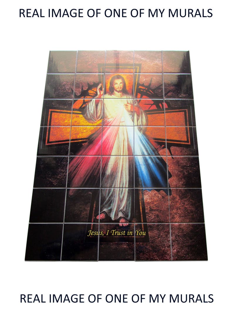 Religious Wall Art Immaculate Heart of Mary Tile Mural Etsy