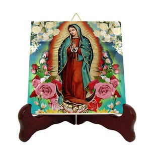 Virgin of Guadalupe Art Tile: Handmade Ceramic Icon