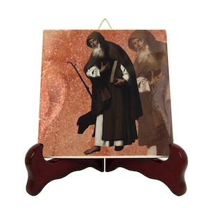 Saint Anthony the Great - St Anthony icon on ceramic tile - handmade in Italy - St Anthony - Anthony the Abbot - catholic saints