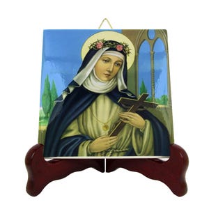 St Rose of Lima icon on ceramic tile - catholic saints serie - Saint Rose of Lima - catholic saint - Santa Rosa de Lima