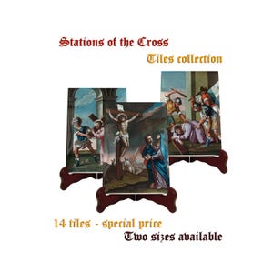 Stations of the Cross - 14 icons on ceramic tiles - christian gifts - indoor or outdoor - Way of the Cross - Via Crucis - Catholic Church
