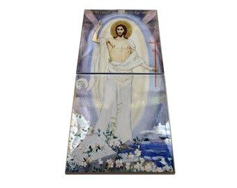 Handmade Resurrection of Christ Icon: Ceramic & Wood, Nesterov Art