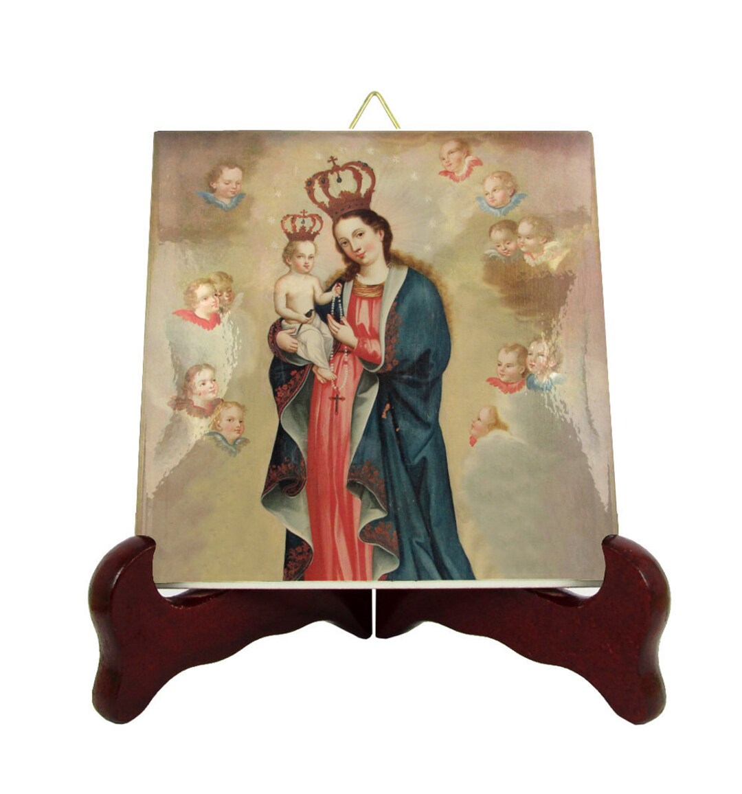 Our Lady of the Rosary Religious Icon on Tile Virgin of - Etsy