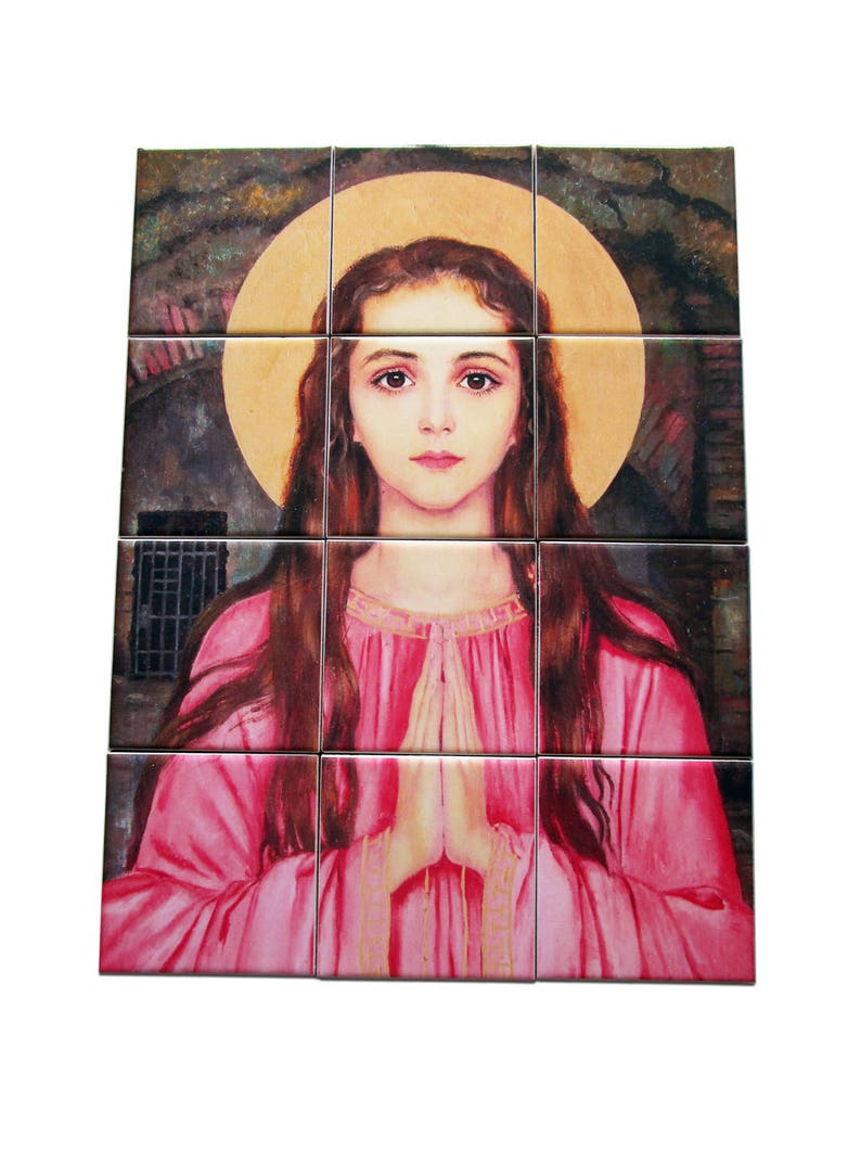 Catholic wall art Saint Philomena tile mural mosaic Etsy