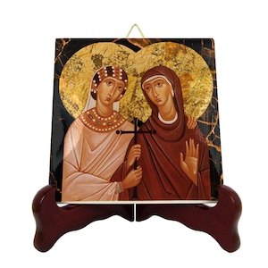 St Perpetua and Felicity collectible ceramic tile handmade in Italy - catholic saints serie - saints art by terrytiles2014