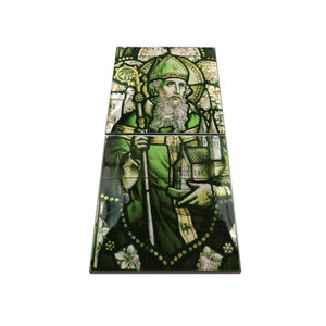 Catholic Saints serie - St Patrick of Ireland - ceramic and wood icon - Saint Patrick - saints art - irish saints