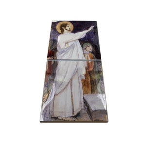 Christian Art - The Raising of Lasarus - ceramic and wood icon - Jesus icon - religious icon - Nesterov - orthodox icon - religious gifts