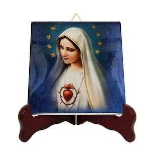 Our Lady of Fatima Ceramic Tile: Catholic Wall Art, Handmade in Italy