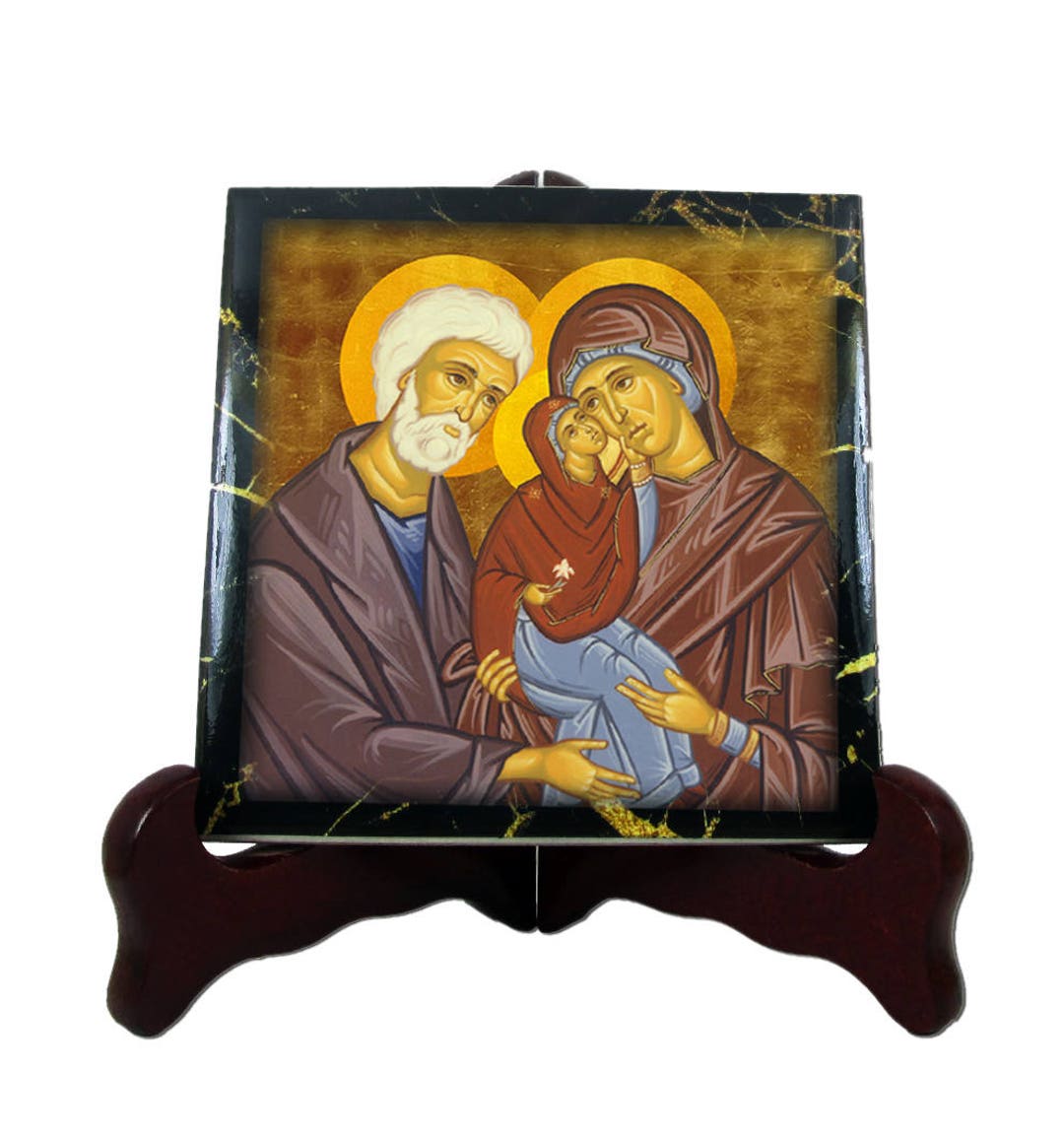 Icône Orthodoxe Saint Joachim Et Anna - Art Byzantin Sur Bois 15x21cm | Parents De La Vierge Marie | Fait Main