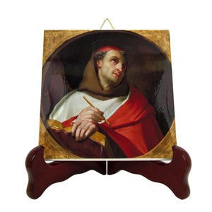 St Bonaventure of Bagnoregio - icon on ceramic tile - catholic saints serie - Saint Bonaventure - saints art - saint icons - patron saint