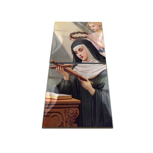 Catholic Saints serie - St Rita of Cascia - ceramic and wood icon - Saint Rita - saints art - catholic saint