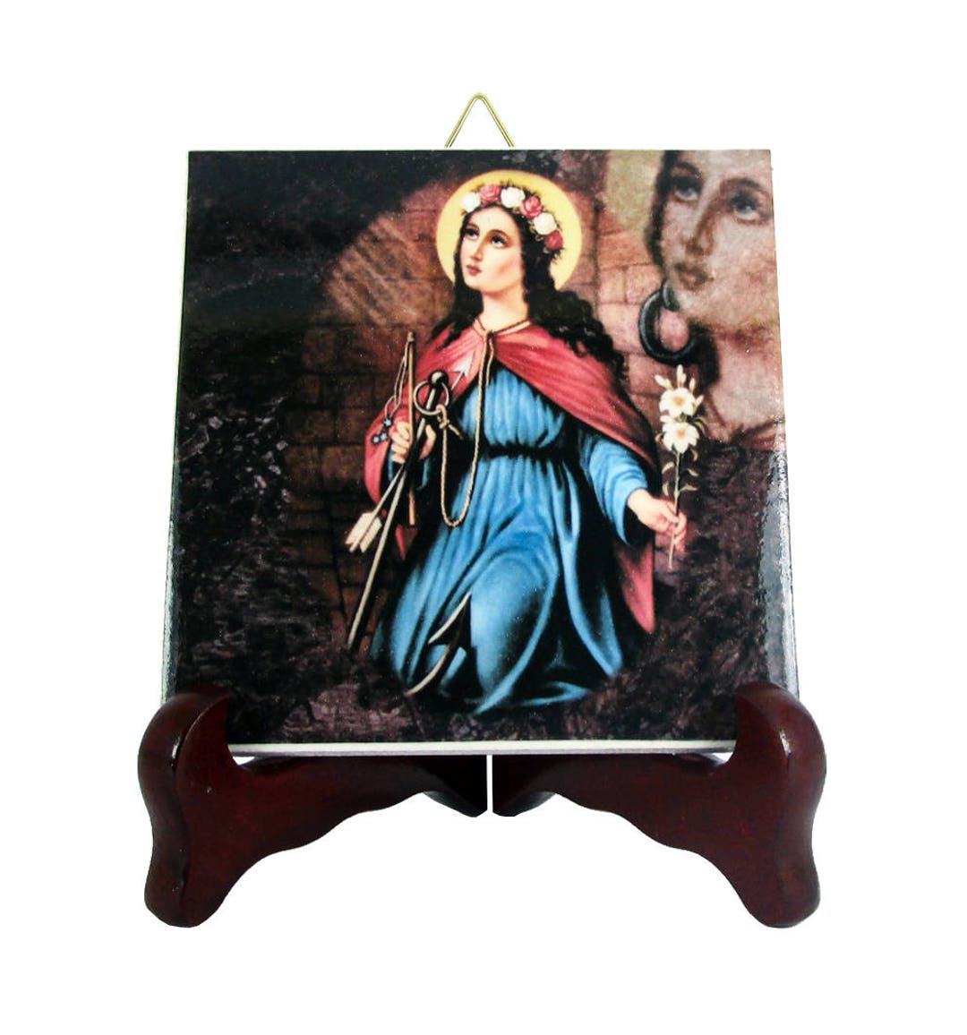 Saint Philomena of Rome Icon on Ceramic Tile St Philomena Icon Catholic Saints Serie Saints Art