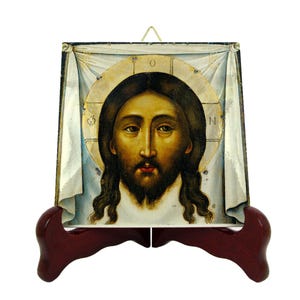 Christian Icon on tile - Mandylion - Holy Face of Jesus - religious gift - religious icons - orthodox - russian style - christian gifts