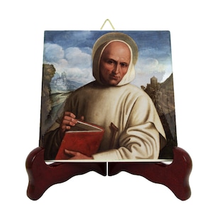 Saint Bruno of Cologne - icon on ceramic tile - catholic saints serie - St Bruno - saints art - Christian Saint - Carthusian Order