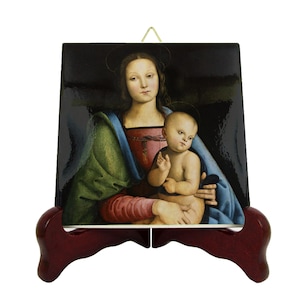 Handcrafted Ceramic Mary and Baby Jesus Icon: Religious Altar Decor