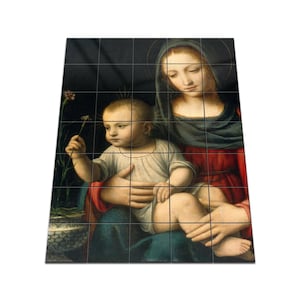 Madonna and Child Tile Mural: Religious Wall Art, Catholic Gift