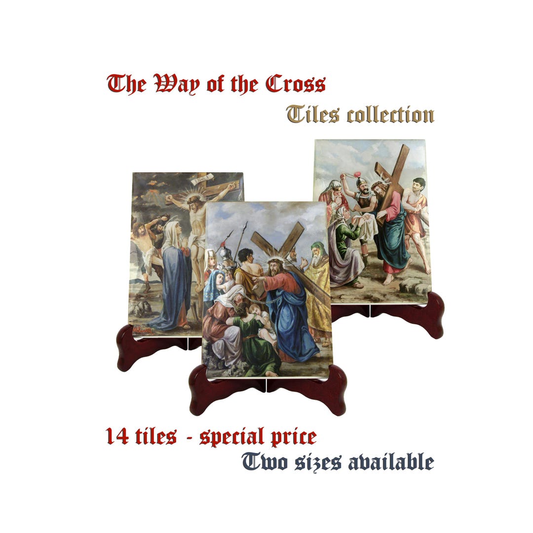 Stations of the Cross Ceramic Tile Set: Catholic Religious Art - Etsy