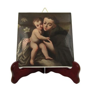 Saint Anthony of Padua - Religious icon on tile -  Catholic Saints - St Anthony of Padova - Religious gift idea - Holy art - Catholic art