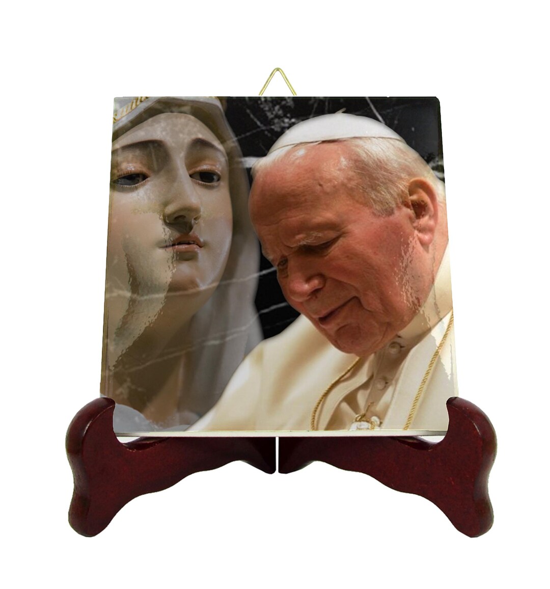 St. Pope John Paul II Holy Icon on Ceramic Tile - Handmade Catholic ...