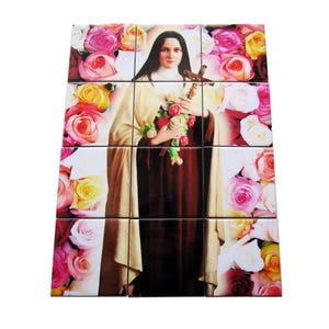 St Therese of Lisieux Tile Mural: Religious Wall Hanging, Christian Gift