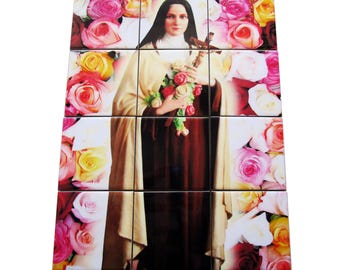 St Therese of Lisieux Tile Mural: Religious Wall Hanging, Christian Gift