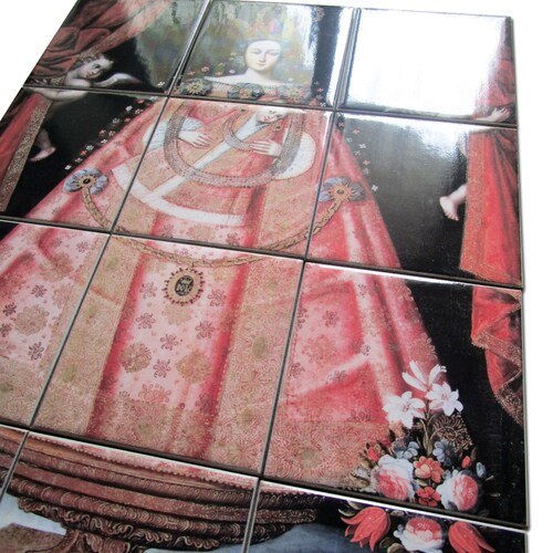 Virgin of Belén - Cuzco School - religious tile mural - collectible art - shops religious wall art - catholic art - Marian art - holy art