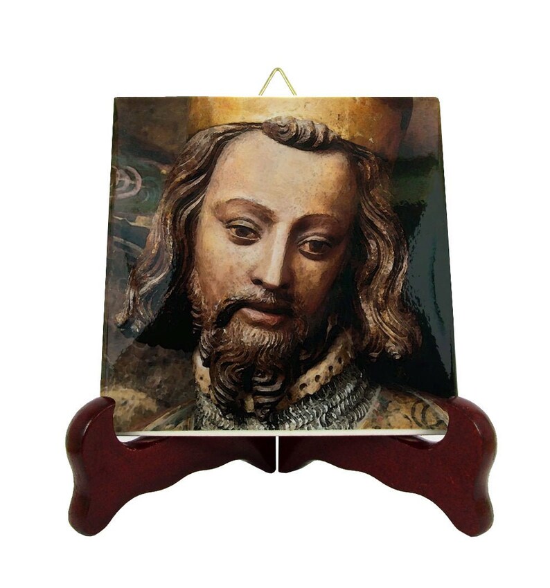 Saint Wenceslaus I Duke of Bohemia icon on tile catholic saints art christianity St Wenceslaus I St Wenceslas Václav the Good image 1