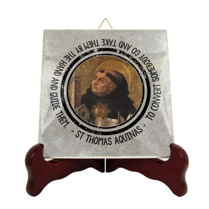 St. Thomas Aquinas Ceramic Tile: Catholic Quote, Religious Gift