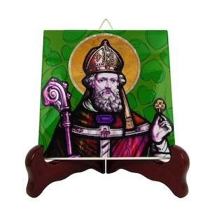 Saint Patrick icon on tile - catholic saints serie - St Patrick gift - St Patrick's day - catholic saint - irish saints