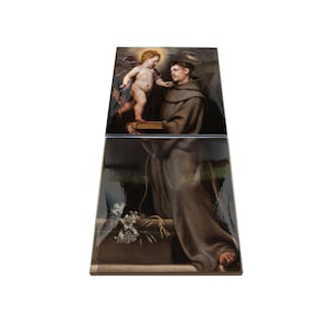 St Anthony of Padua Ceramic Icon with Child Jesus - Handmade Catholic Art
