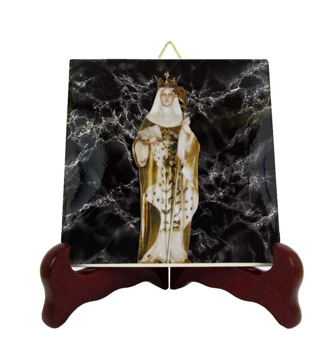 Saint Etheldreda Saint Audrey icon on ceramic tile catholic saints