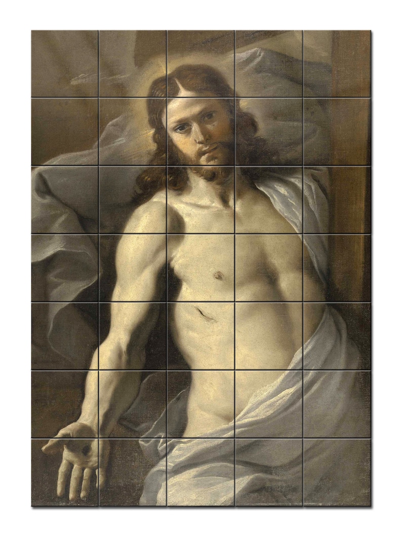 The Risen Christ Tile Mural Catholic Wall Art Religious Etsy