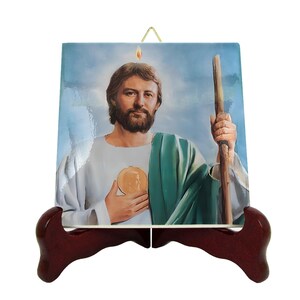 St Jude Thaddeus - Saint Jude icon on ceramic tile - christian art - christian plaque - religious art - religious icon - catholic saints