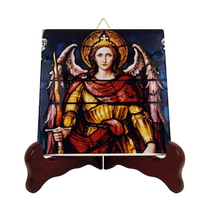 Handmade St Michael Archangel Icon on Ceramic Tile