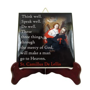 Saint Camillus De Lellis Ceramic Tile: Catholic Quote Art