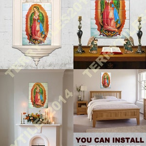 Religious wall decor Madonna and Child tile mural catholic home decor a perfect gift for a catholic friend Virgin Mary wall art image 6