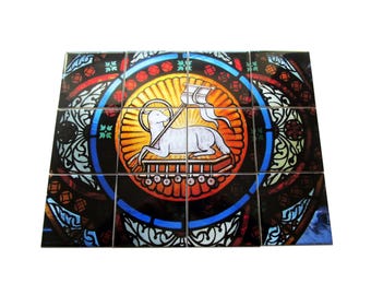 Lamb of God Tile Mural: Agnus Dei Christian Wall Art