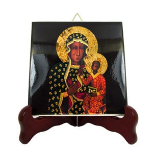 Catholic gifts - Black Madonna of Częstochowa - Virgin Mary icon on ceramic tile - Our Lady of Częstochowa Virgin of Częstochowa sacred art