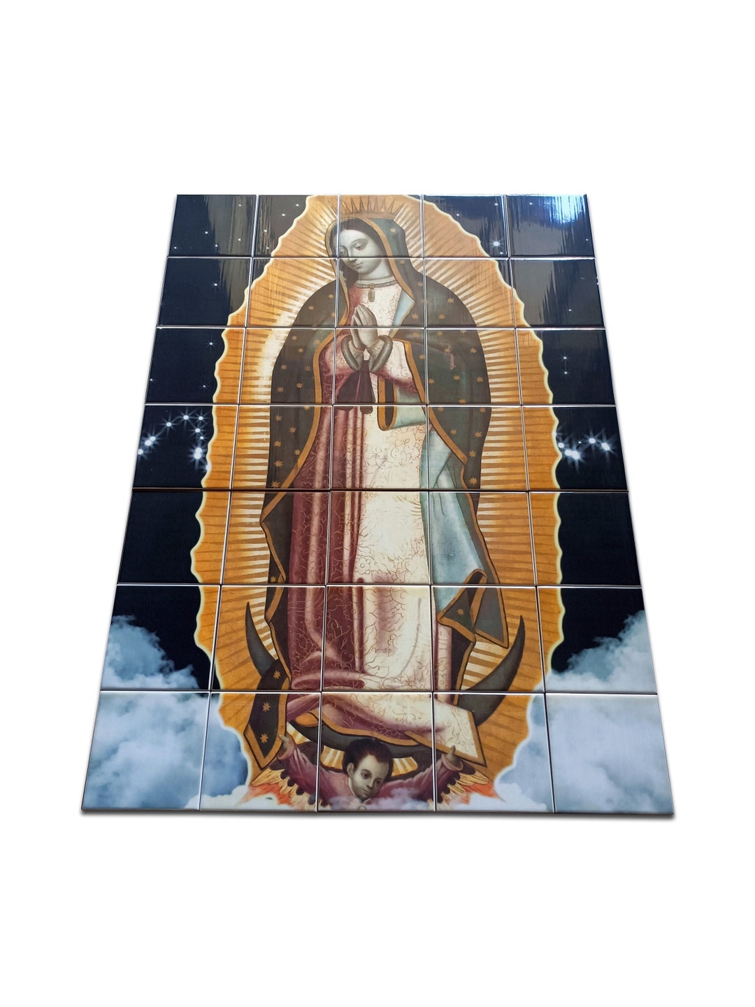 Our Lady of Guadalupe Tile Mural Religious Wall Art Catholic Home Decor ...