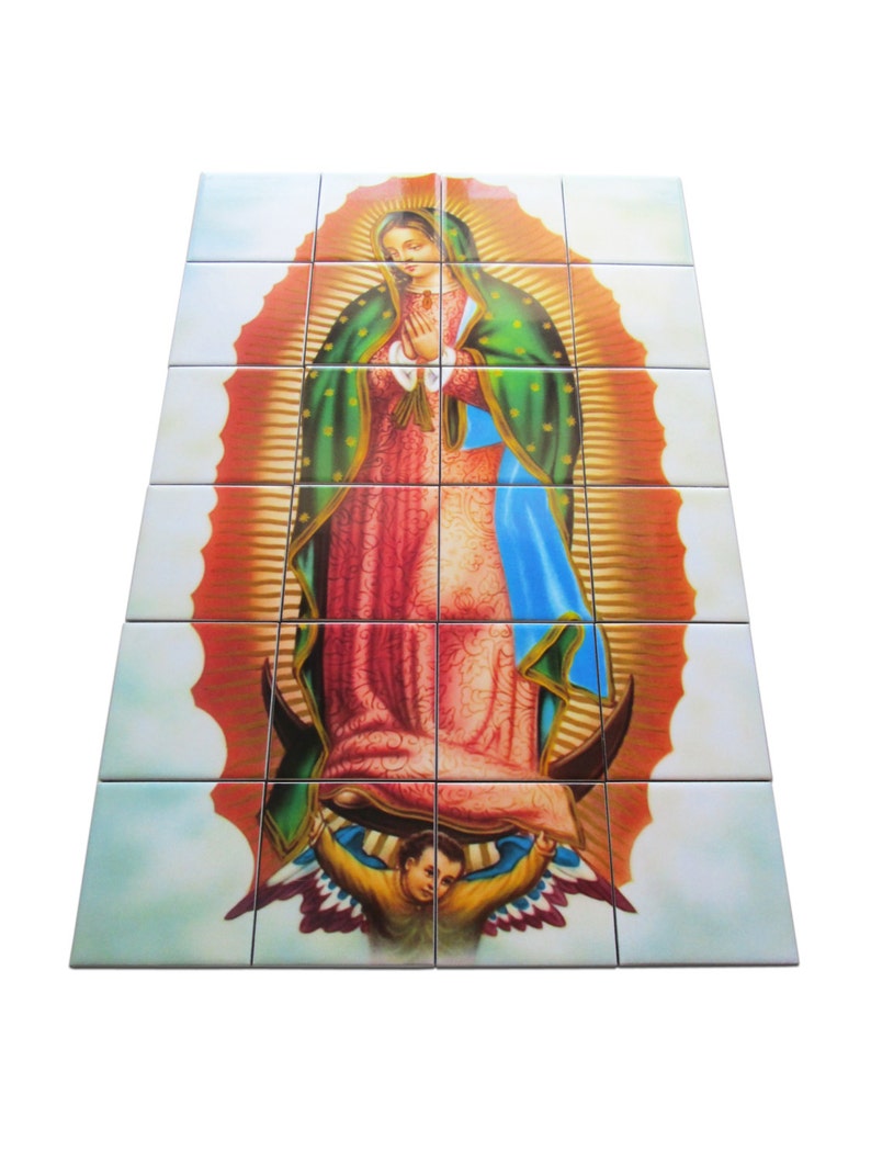 Religious Wall Art Virgin of Guadalupe Religious Tile Etsy