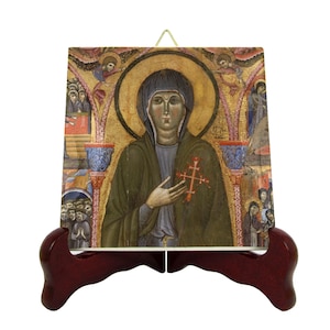 Saint Clare of Assisi Icon: Handmade Catholic Art Tile