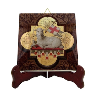 Christian gift idea, Lamb of God icon on tile, handmade in Italy,Holy Art, christian art, gift for christian, religious icons, religious art