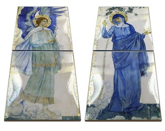 The Annunciation Ceramic Icons: Virgin Mary, Sacred Art Handmade in Italy