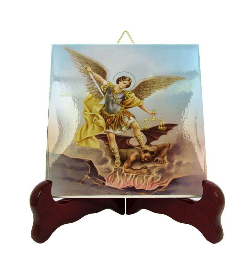 Saint Michael the Archangel Ceramic Catholic Plaque Tile Etsy
