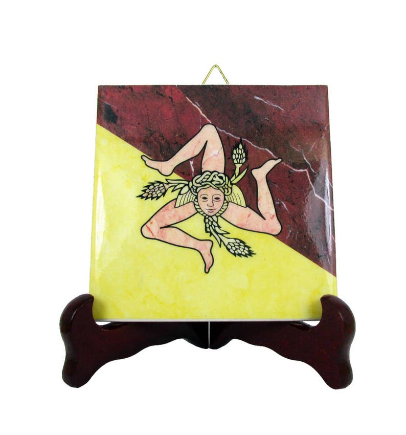 Trinacria Sicily ceramic tile handmade in Italy Sicilian Trinacria Trinacria symbol Trinacria of Sicily image 1