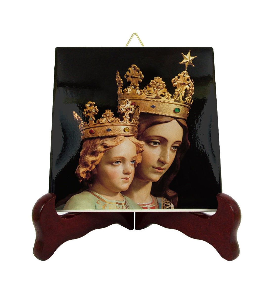 Virgin Mary Ceramic Tile Icon: Catholic Art Gift, Handmade in Italy - Etsy