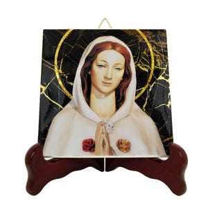 Catholic art - Virgin Mary the Mystical Rose - devotionals - icon on tile - catholic gifts - religious gifts - Rosa Mystica - Holy Mary icon