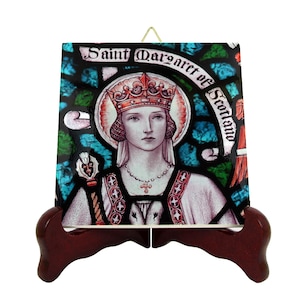 St Margaret of Scotland - catholic saints serie - St Margaret icon on ceramic tile - Saint Margaret - Queen Margaret - catholic saint