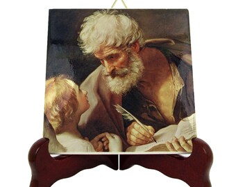 St. Matthew Icon Tile: Catholic Saint, Handmade in Italy