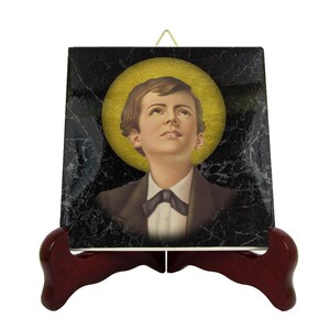Saint Dominic Savio - catholic saints serie - icon on ceramic tile - catholic saint - saints art - St Dominic Savio